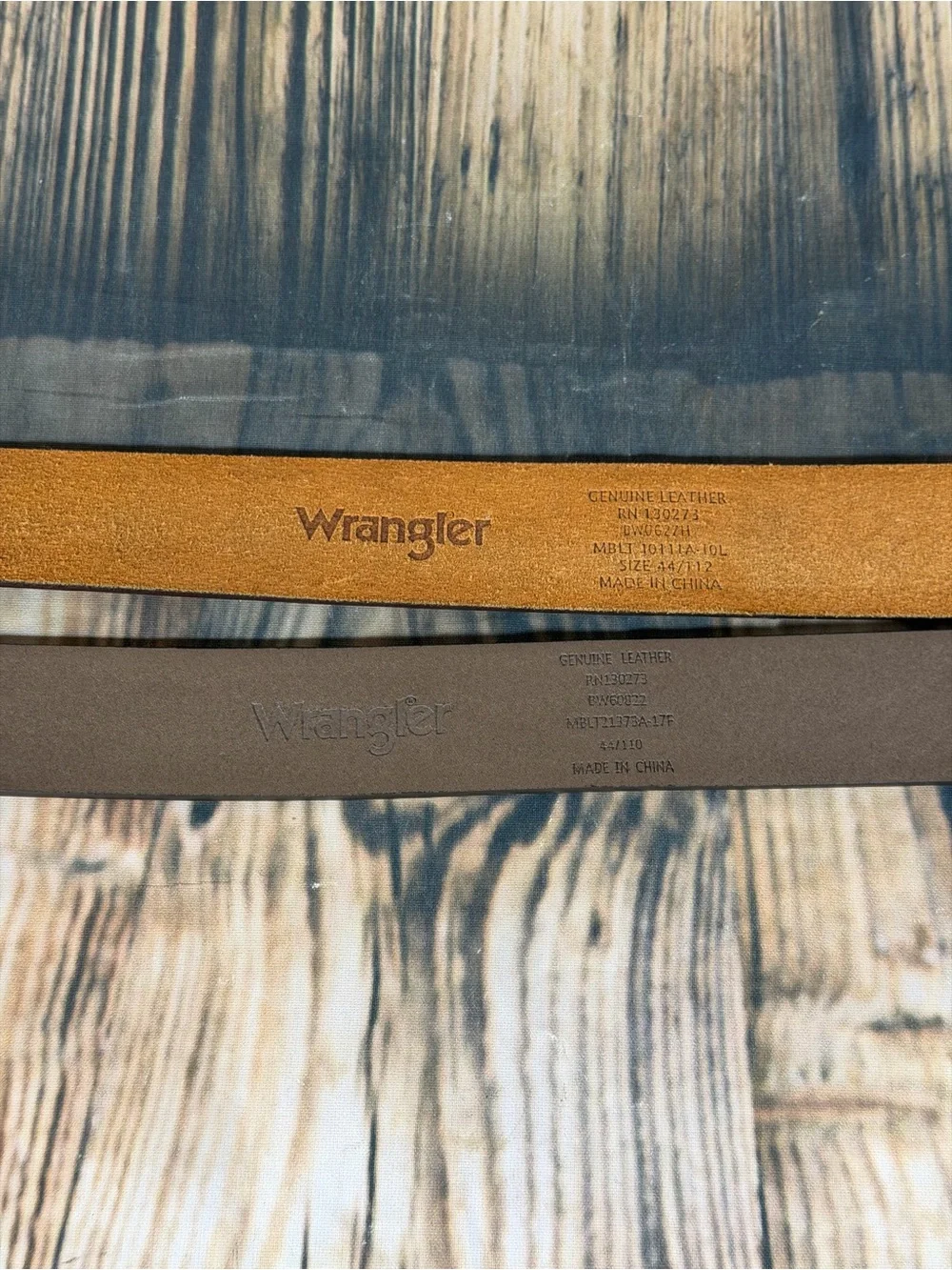 Wrangler Mens Leather Belt Lot of 2 Tooled Eagle Celtic Sz 44 Brass Buckle Brown